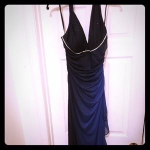 Shades of blue midnight halter gown.
